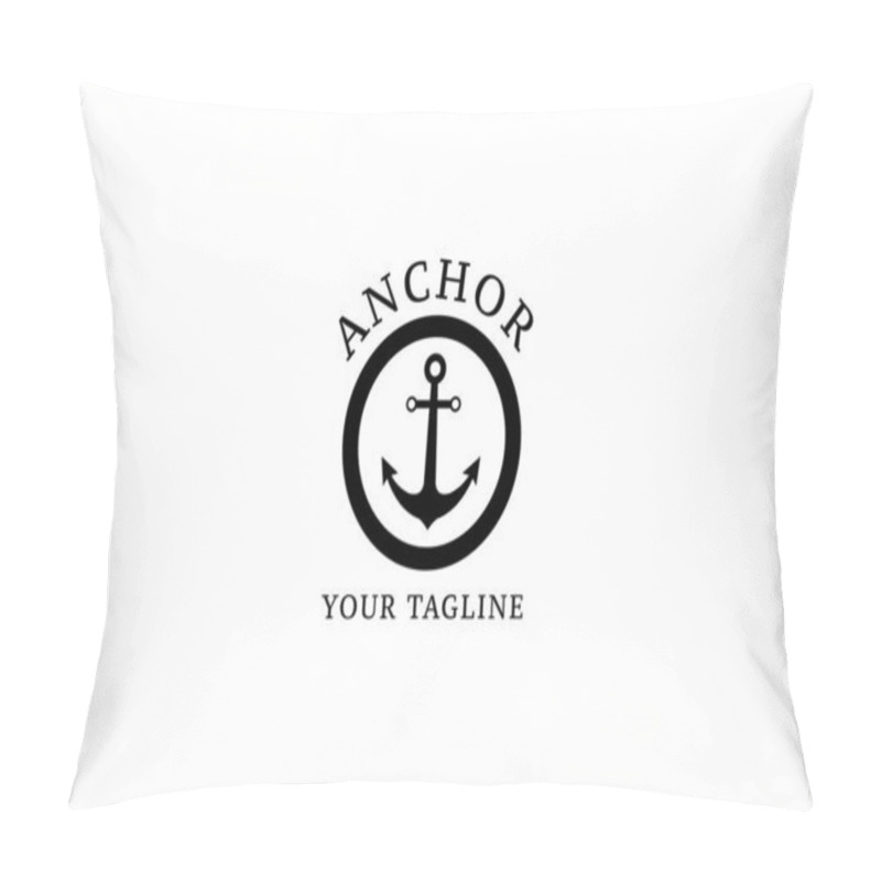 Personality  Simple Mono Line Art Anchor For Boat Ship Marine Navy Nautical Logo Design Vector Pillow Covers