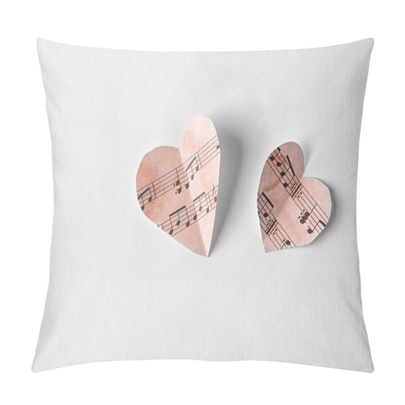 Personality  Paper Hearts With Music Notes Pillow Covers