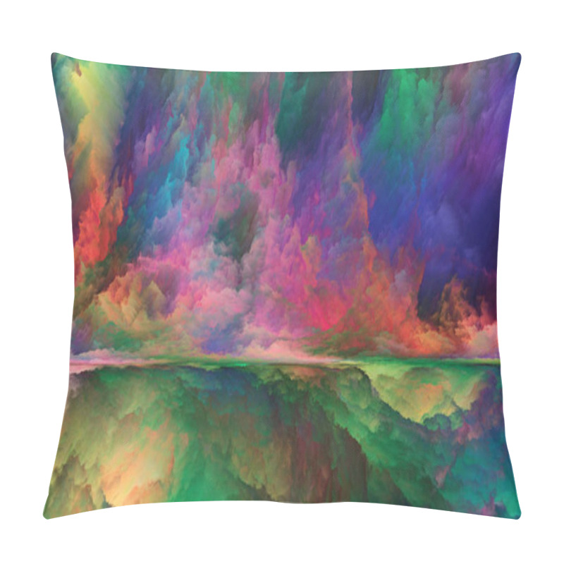 Personality  Out Of This World Series. Composition Of Surreal Landscape Elements And Fractal Colors With Metaphorical Relationship To Imagination, Creativity And Art Pillow Covers