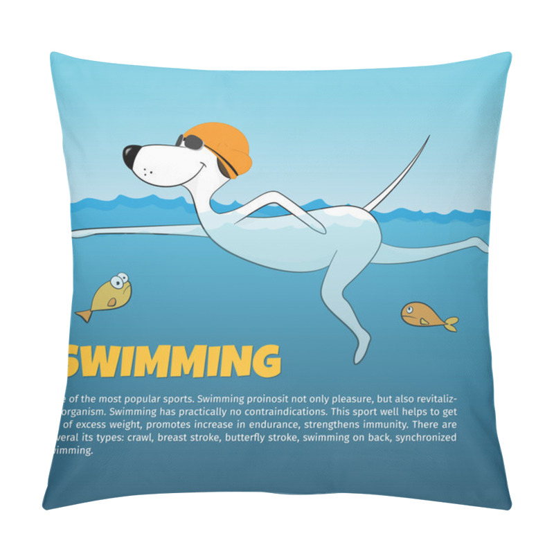 Personality  Dog Swimming In The Water. Vector Illustration Pillow Covers