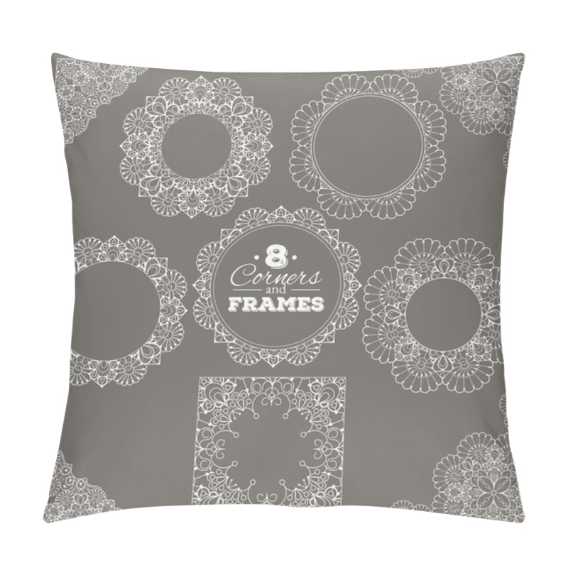 Personality  Set Of Lace Frames And Corners With Transparent Background Pillow Covers