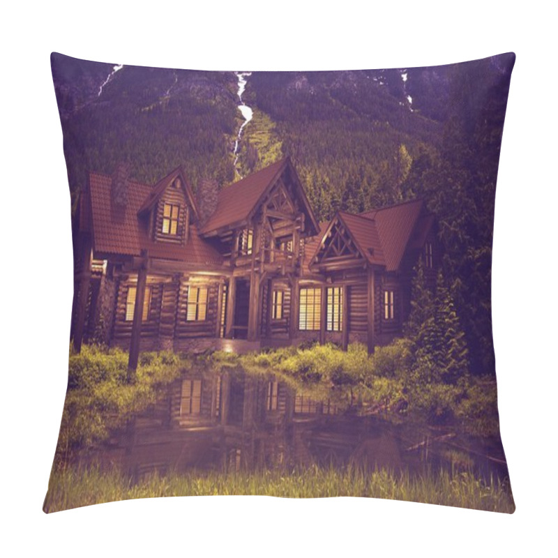 Personality  Log Home On The Lake Pillow Covers