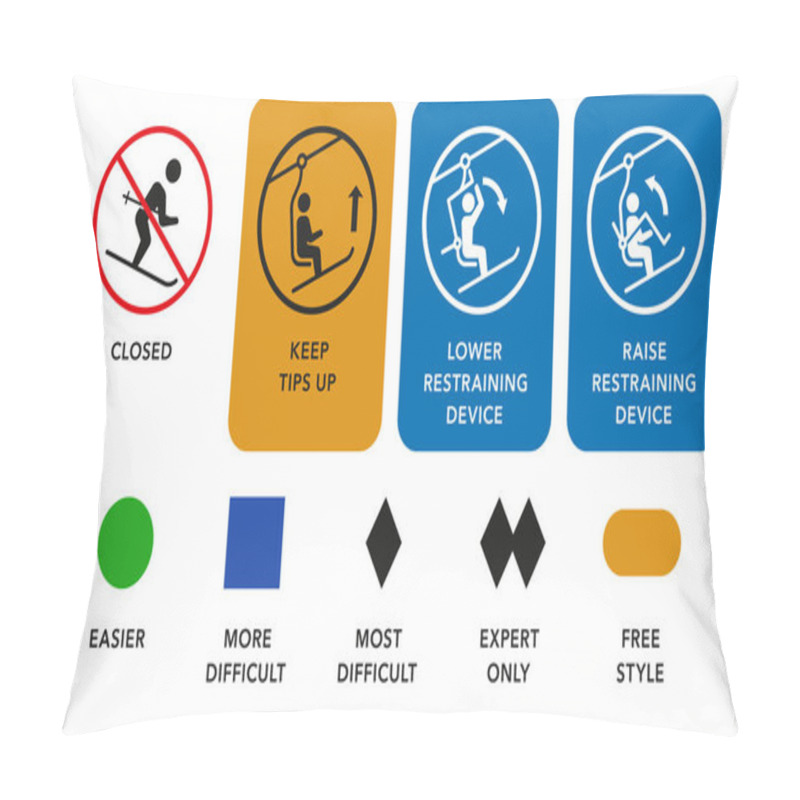 Personality  Ski Lift Manuals, Trail Difficulty Levels Signs Pillow Covers