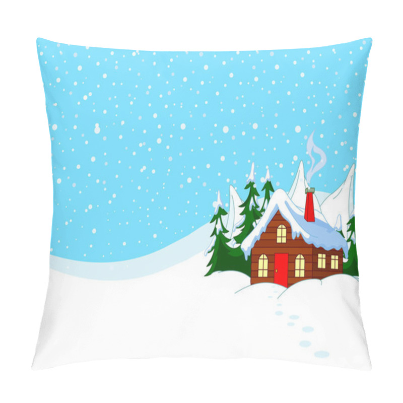 Personality  Little House In Snowy Hills Pillow Covers