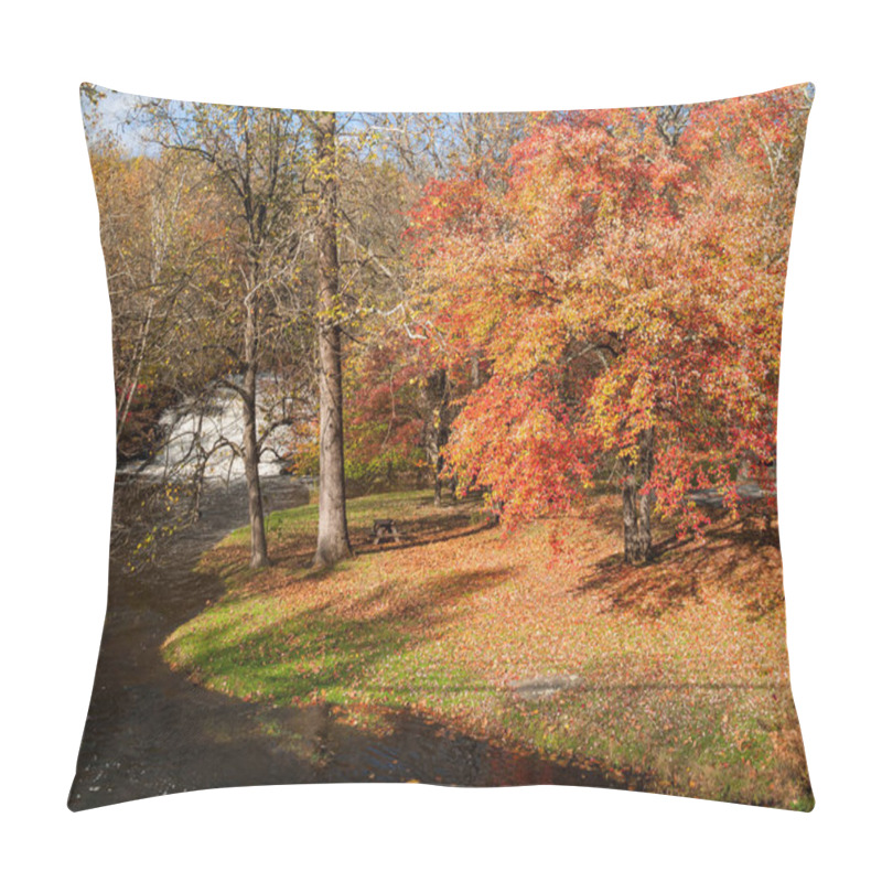 Personality  Brillant Fall Foilage Along The Shawnee River In The Pocono Mountains Of Pennsylvania. Pillow Covers