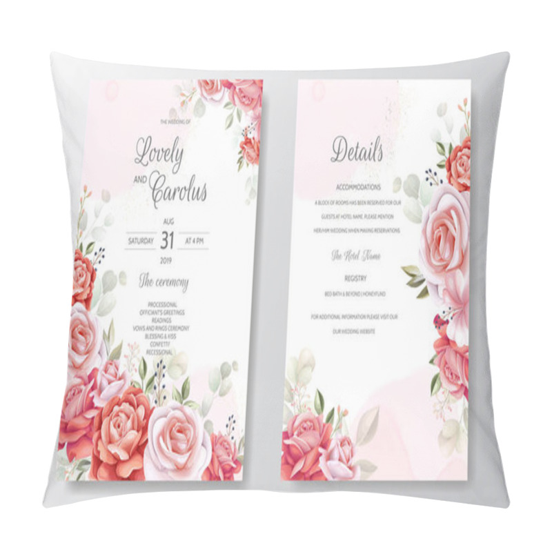 Personality  Beautiful Floral Wreath Wedding Invitation Card Template Pillow Covers