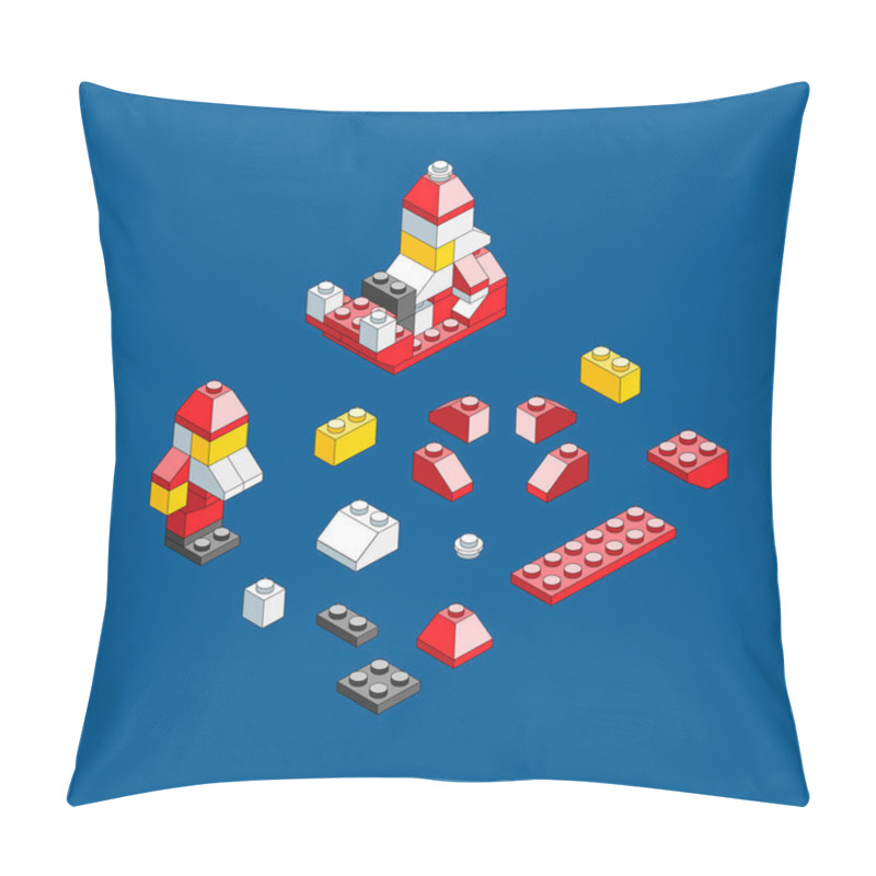 Personality  Gnome Of Blocks. Isometric Constructor. Blocks Pillow Covers