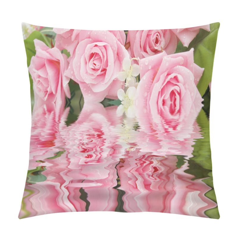 Personality  Pink Roses And Their Reflection In The Water Pillow Covers