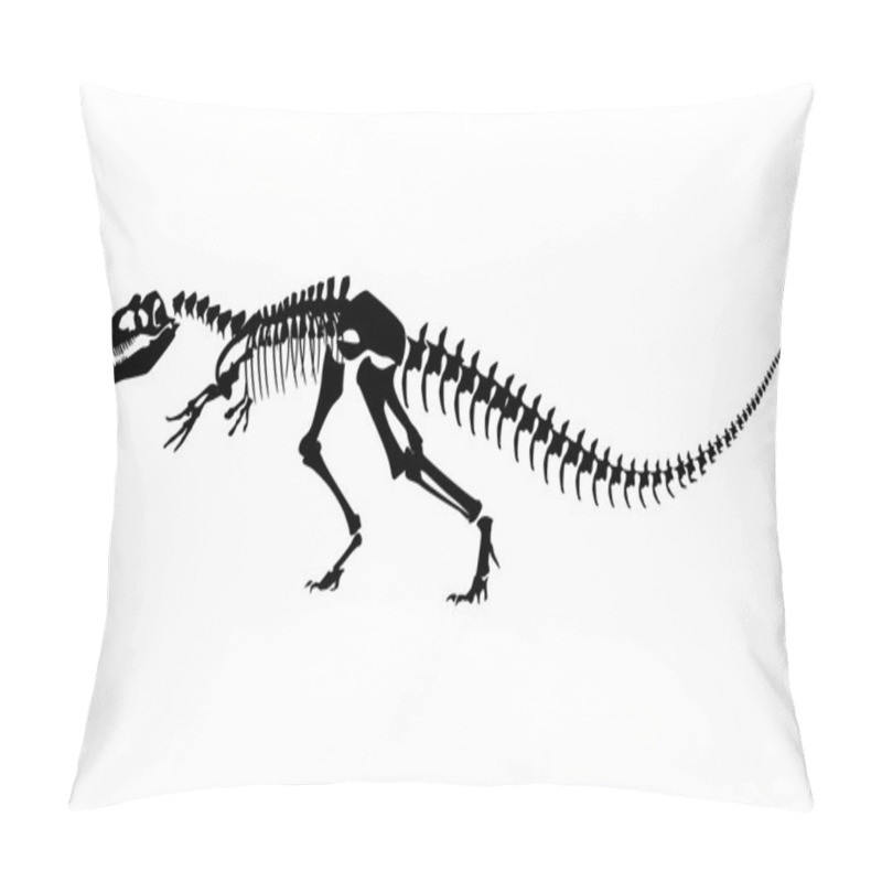 Personality  Vector Illustration Of Dinosaur Bones. Isolated Tyrannosaur Skeleton On White Background. Pillow Covers