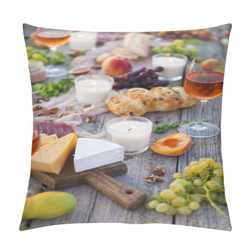 Personality  Picnic On The Beach At Sunset In Boho Style, Food And Drink Conc Pillow Covers