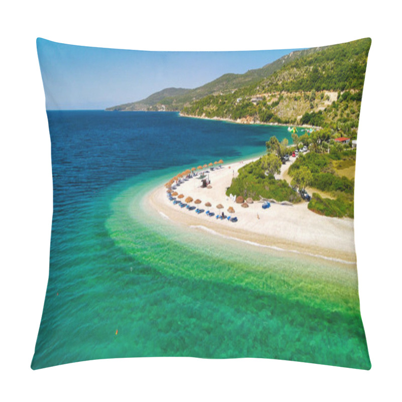 Personality  Aerial View Of Agios Dimitrios Beach In Alonissos, Greece. Pillow Covers