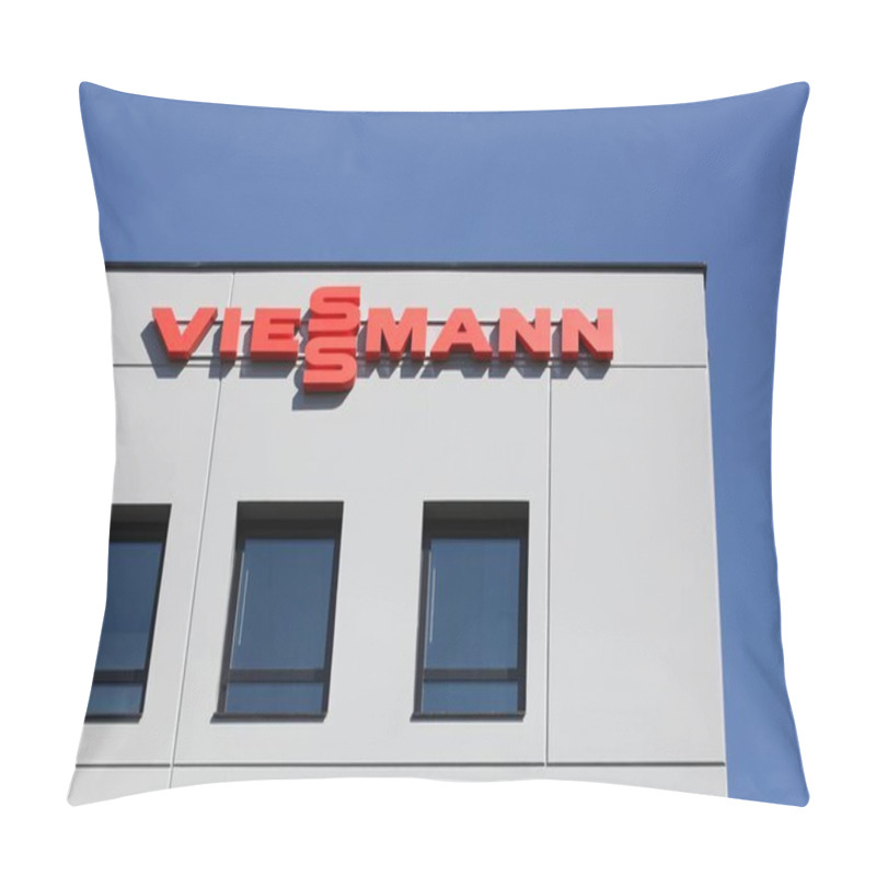 Personality  Saint Priest, France - September 8, 2018: Viessmann Office Building In France. The Viessmann Group Is An International Manufacturer Of Heating, Industrial, And Refrigeration Systems Pillow Covers