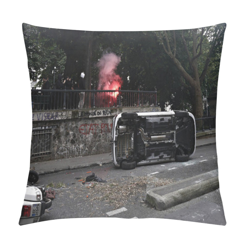 Personality  Paris, Feance June 4,2016.Antifascists Clashed With Riot Police During March In The 3rd Anniversary Of The Death Of Young Far-left Activist Clement Meric Who Died In A Fight With Skinheads In Paris. Pillow Covers