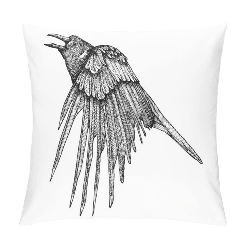 Personality  Stylized Hand Drawing Crow Sketch Pillow Covers