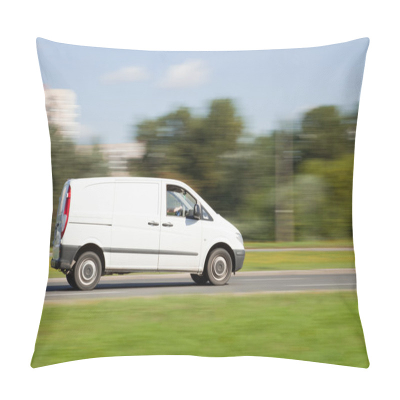 Personality  Space For Advertisement On Delivery Truck In Motion Blur Pillow Covers