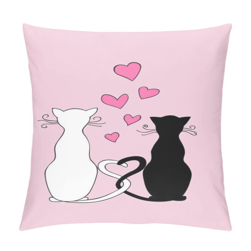 Personality  Black And White Couple Cats In Love Pillow Covers