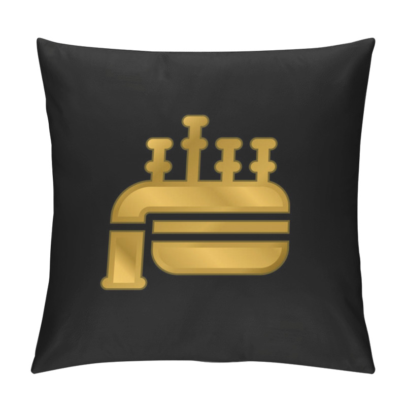 Personality  Bagpipe Gold Plated Metalic Icon Or Logo Vector Pillow Covers