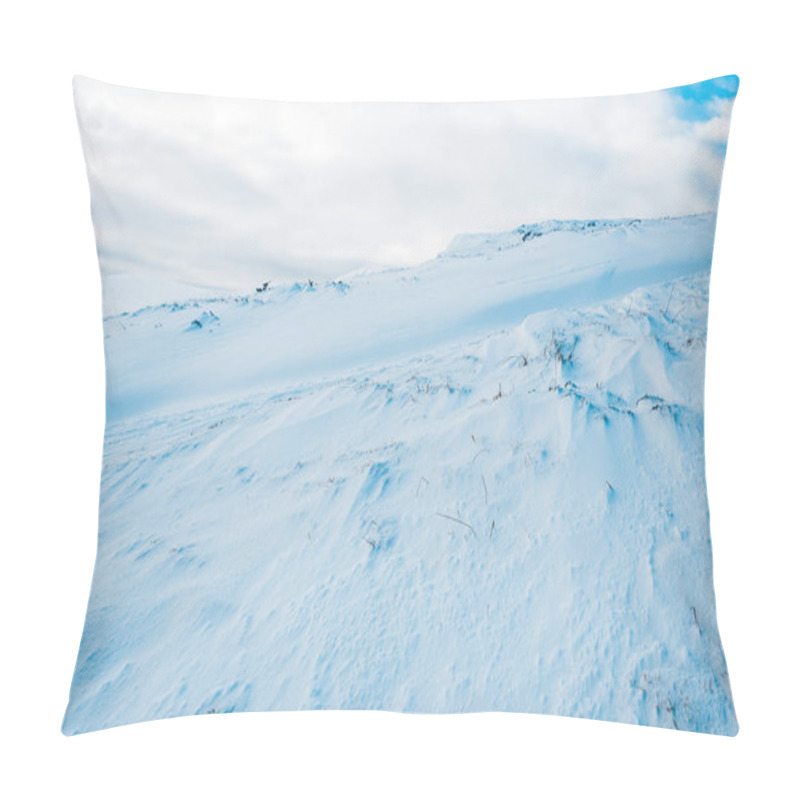 Personality  Scenic View Of Snowy Mountain In White Fluffy Clouds Pillow Covers