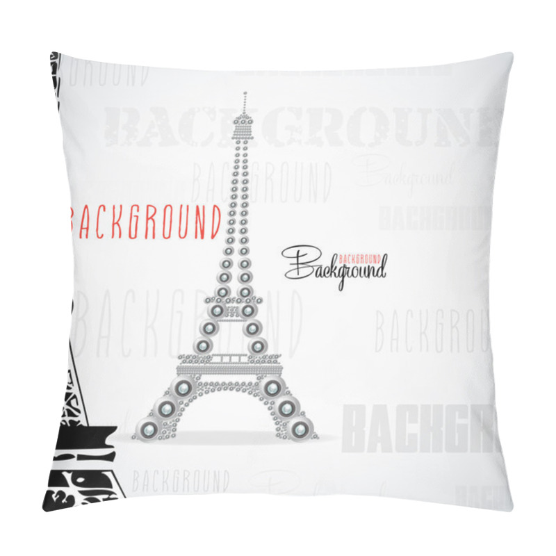 Personality  White Eiffel Tower Made From Webcam. Vector Illustration Pillow Covers