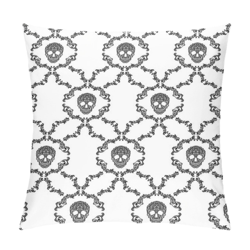 Personality  Skull Ornamental Seamless Pattern. Vector Illustration Pillow Covers