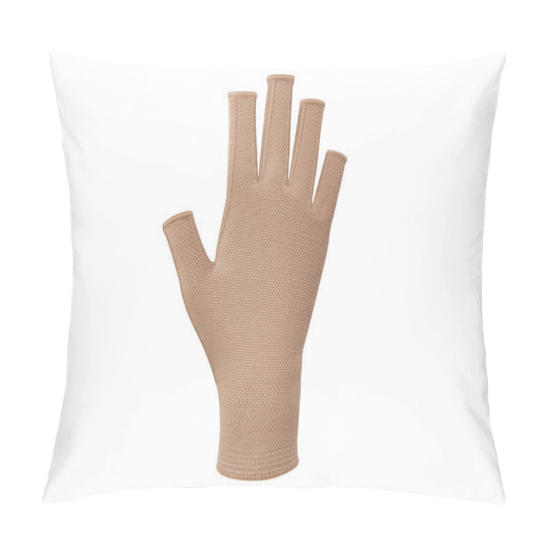 Personality  Ompression Gloves With Open Fingers. Compression Pressure On The Hand Against Edema. Prevention After Wrist And Arm Surgery. Medical Gloves Isolated On White Background. Compression Hosiery Pillow Covers