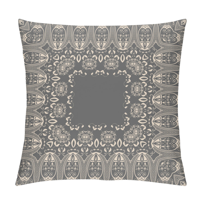 Personality  Vector Fine Floral Square Frame. Pillow Covers