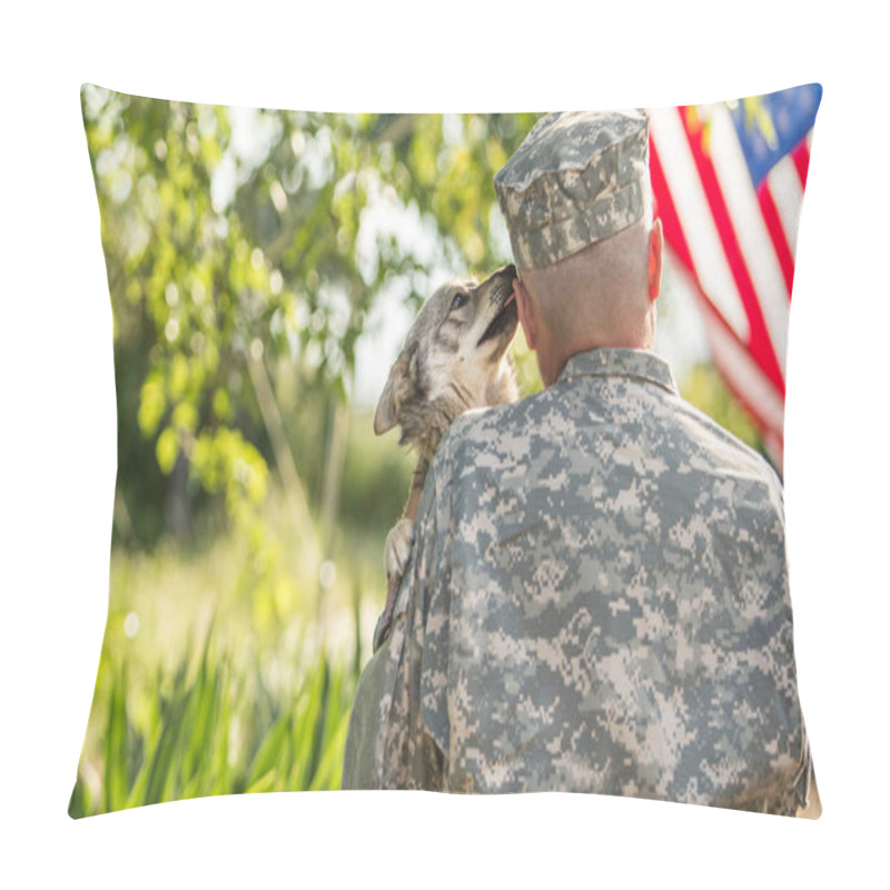 Personality  Soldier With His Dog Outdoors On A Sunny Day Pillow Covers