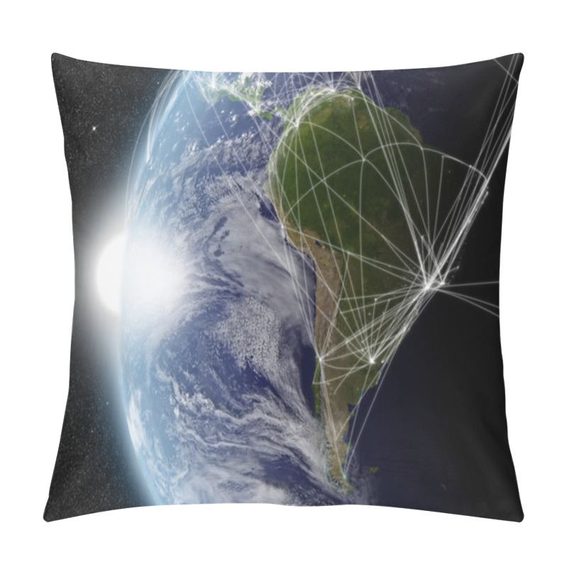 Personality  Network Over South America Pillow Covers