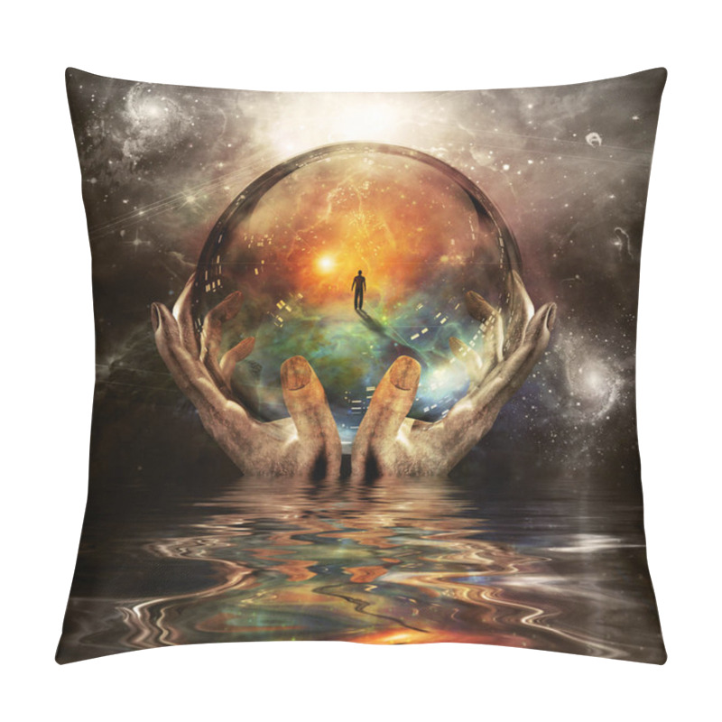 Personality  Crystal Ball In Hands Of God. Endless Space Pillow Covers