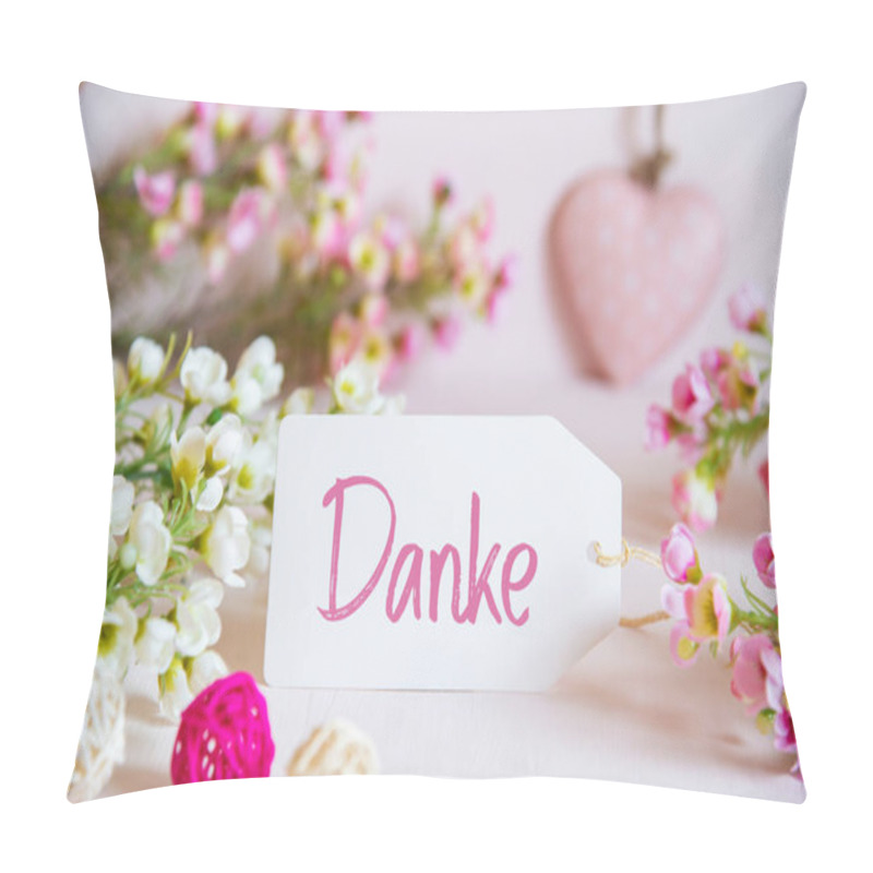 Personality  Rose Spring Flowers Decoration, Label, Heart, Danke Means Thank You Pillow Covers