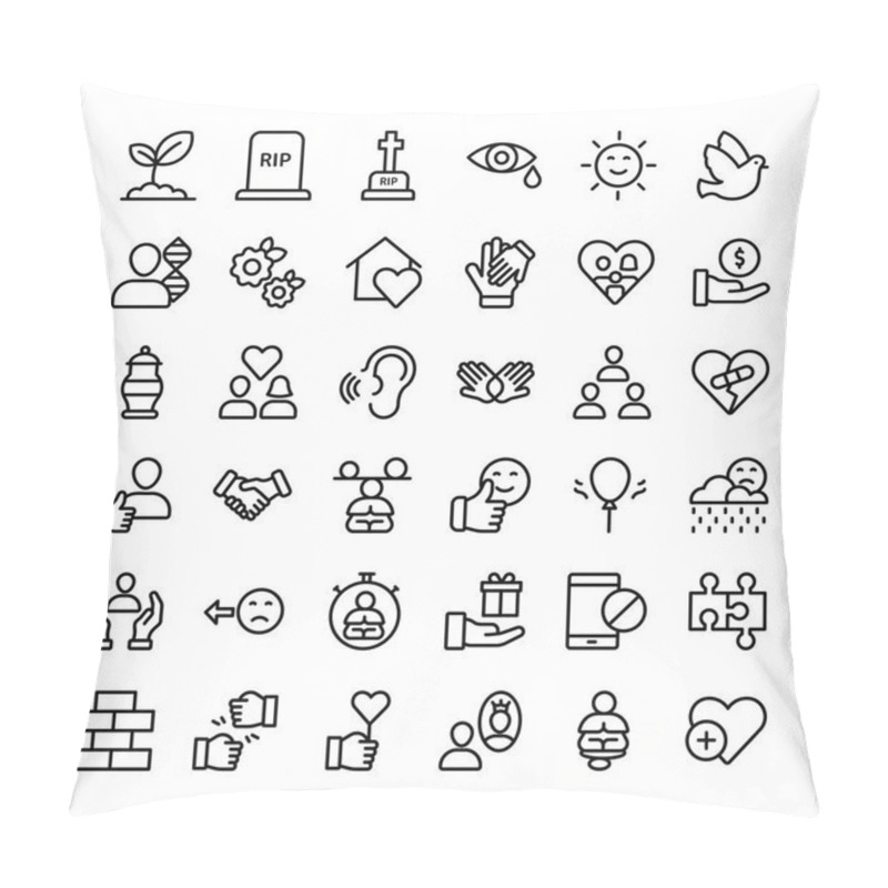 Personality  A Unique Set Of Life, Death And Life Evolution With Creative Line Icons Is Here To Represent The Concept Of Evolution , Perfect For Designing Projects.  Pillow Covers