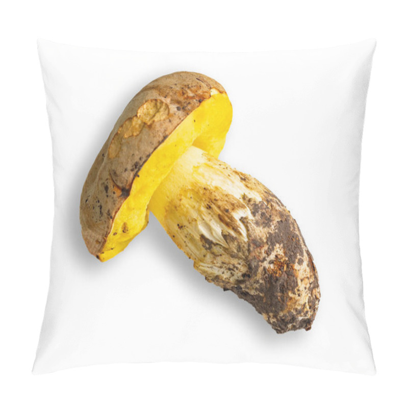 Personality  Fresh Mushroom With A Yellow Cap And Soil On The Stem. Pillow Covers