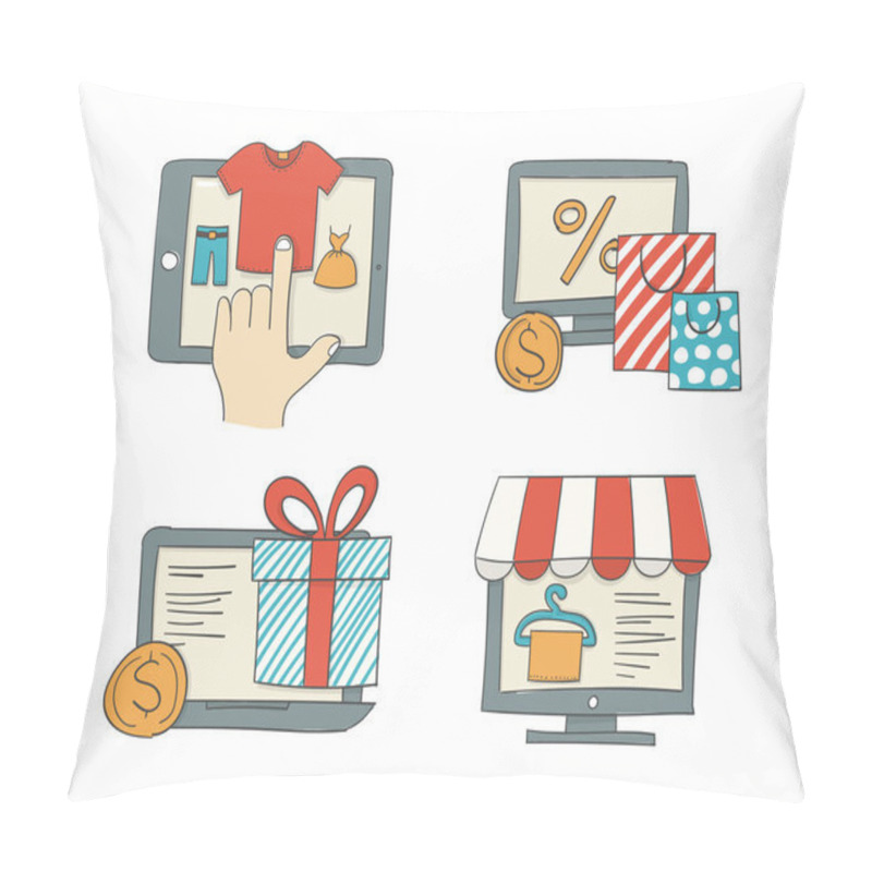 Personality  Online Shopping Icons Pillow Covers