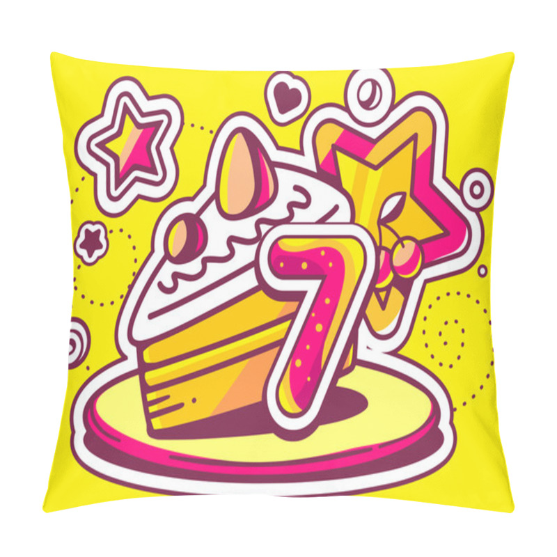 Personality  Piece Of Cake On A Plate With Star Pillow Covers