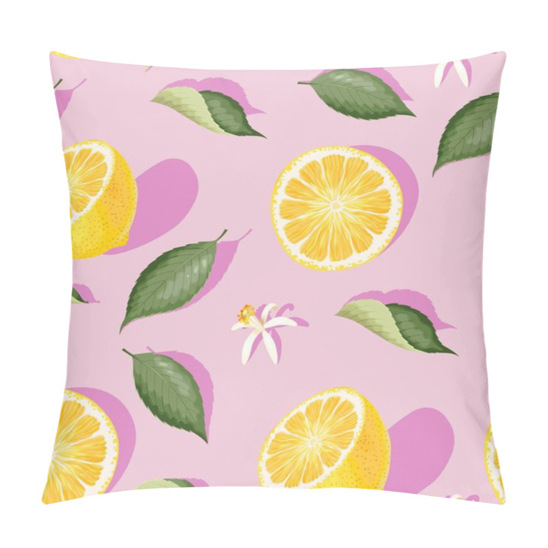 Personality  Seamless Pattern With Lemon Slices And Leaves Pillow Covers