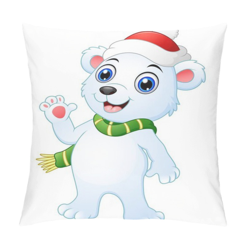 Personality  Christmas Polar Bear Cartoon Waving Hands Pillow Covers