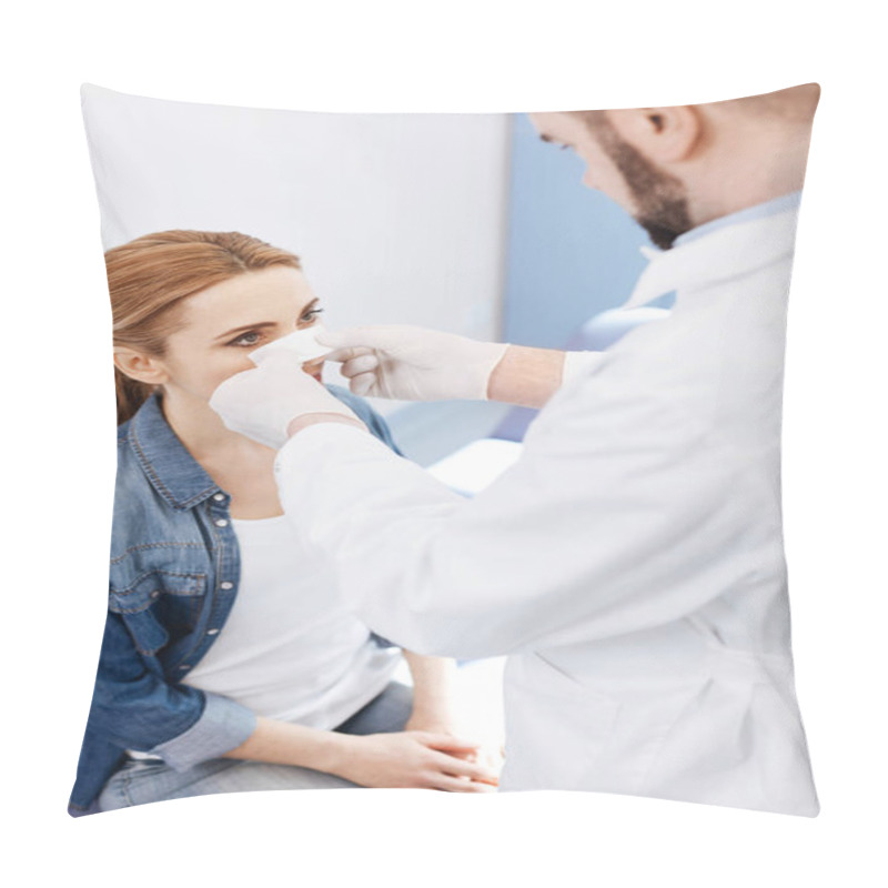 Personality  Doctor Looking At His Patient Pillow Covers