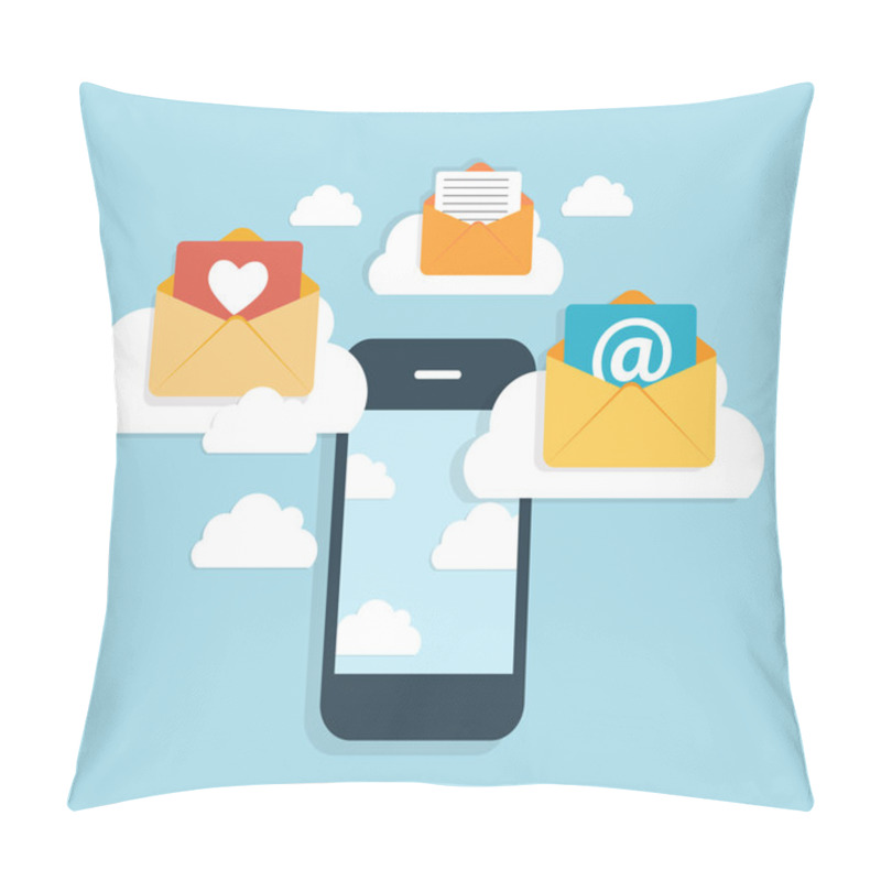 Personality  Flat Design Concept Email Write Icon Vector Illustration Pillow Covers