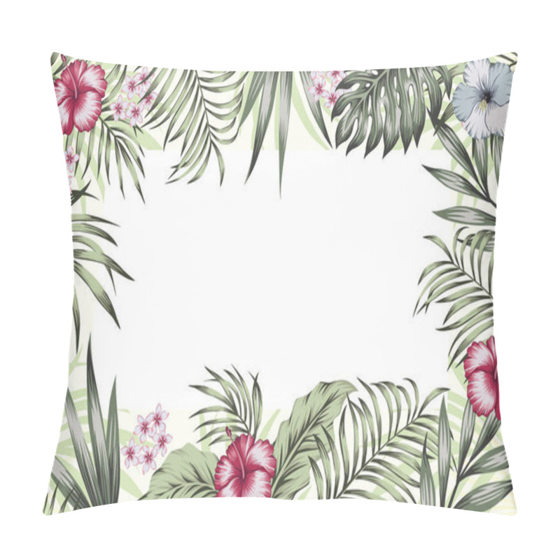 Personality  Jungle Frame Banner Poster Flowers Leaves Pillow Covers