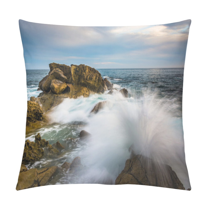 Personality  Rocks And Waves In The Pacific Ocean At Monument Point, Heisler  Pillow Covers