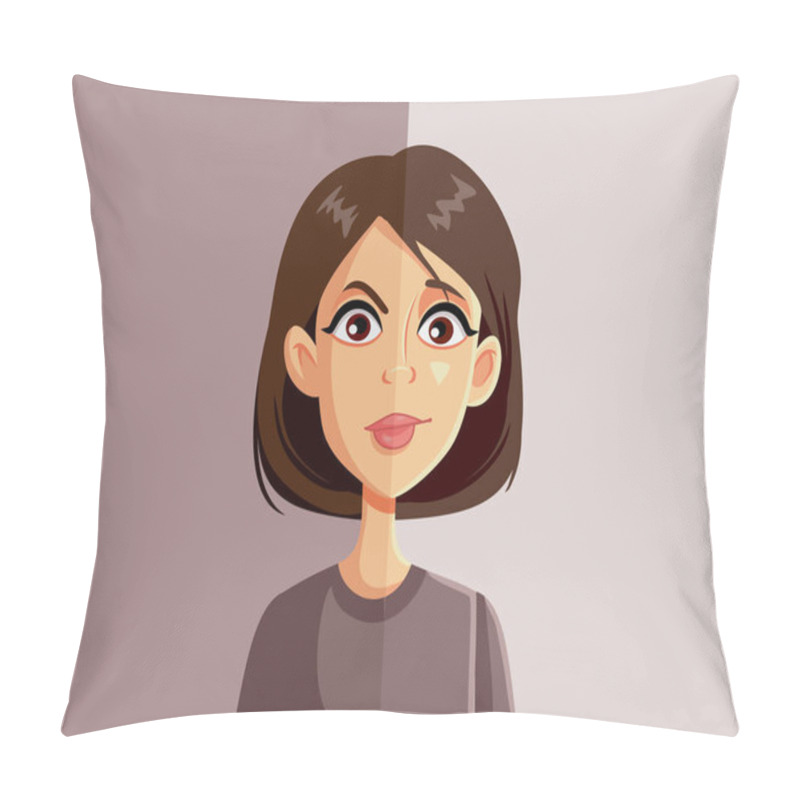 Personality  Angry And Happy Expressions Of A Young Woman Vector Illustration Pillow Covers