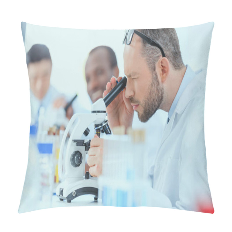 Personality  Doctors Working At Testing Laboratory Pillow Covers