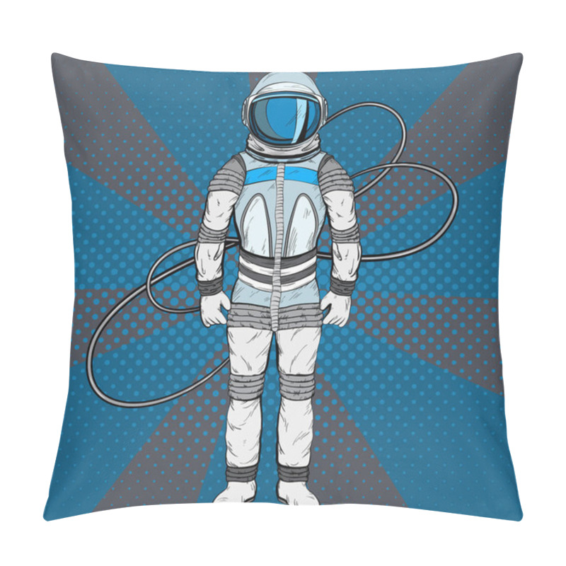 Personality  Astronaut In Pop Art Style. Cosmonaut On Blue Background For Your Design. Pillow Covers