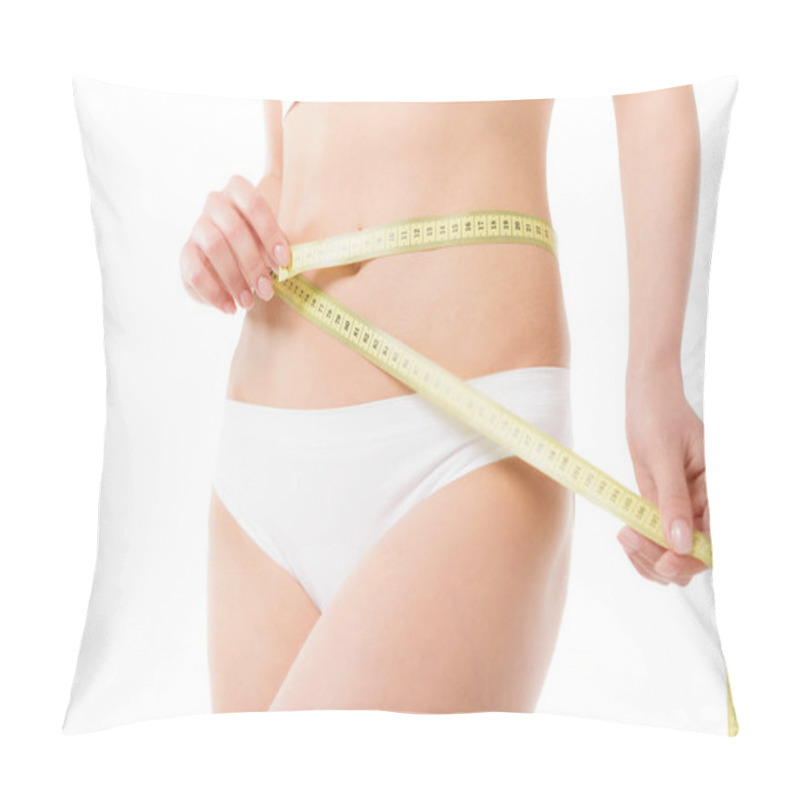 Personality  Woman Measuring Her Waistline Pillow Covers