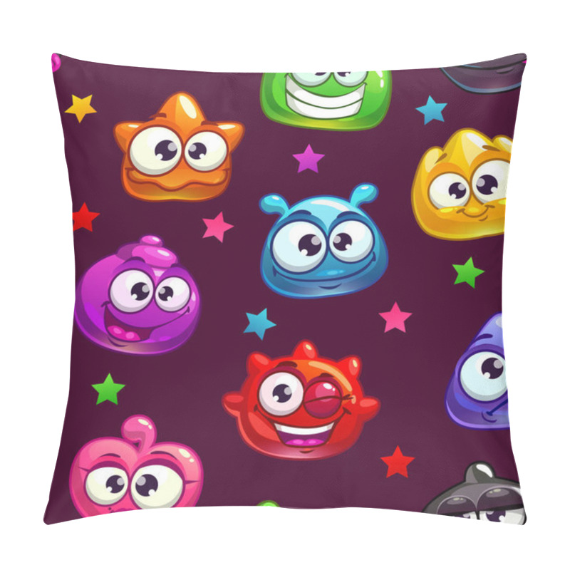 Personality  Seamless Pattern With Cute Cartoon Jelly Characters Pillow Covers