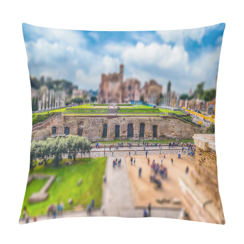 Personality  Aerial View Of Temple Of Venus, Rome. Tilt-shift Effect Applied Pillow Covers