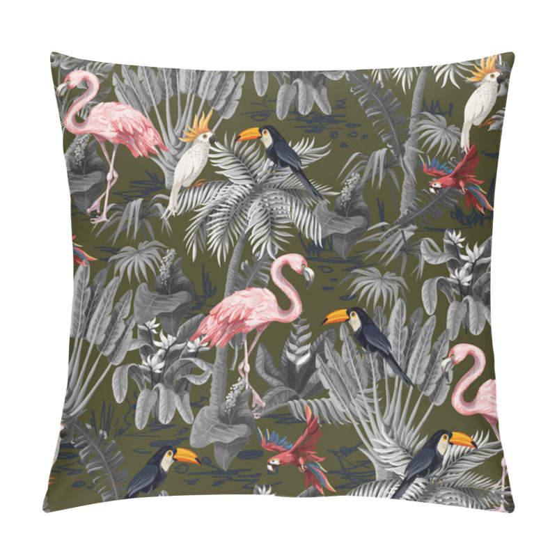 Personality  Seamless Pattern With Jungle Animals, Flowers And Trees. Vector. Pillow Covers