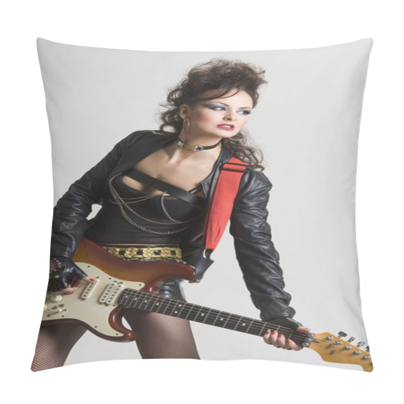 Personality  Woman With Electric Guitar Pillow Covers