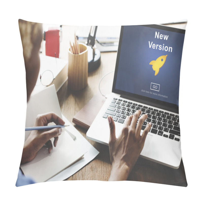 Personality  Woman Typing On Laptop Pillow Covers