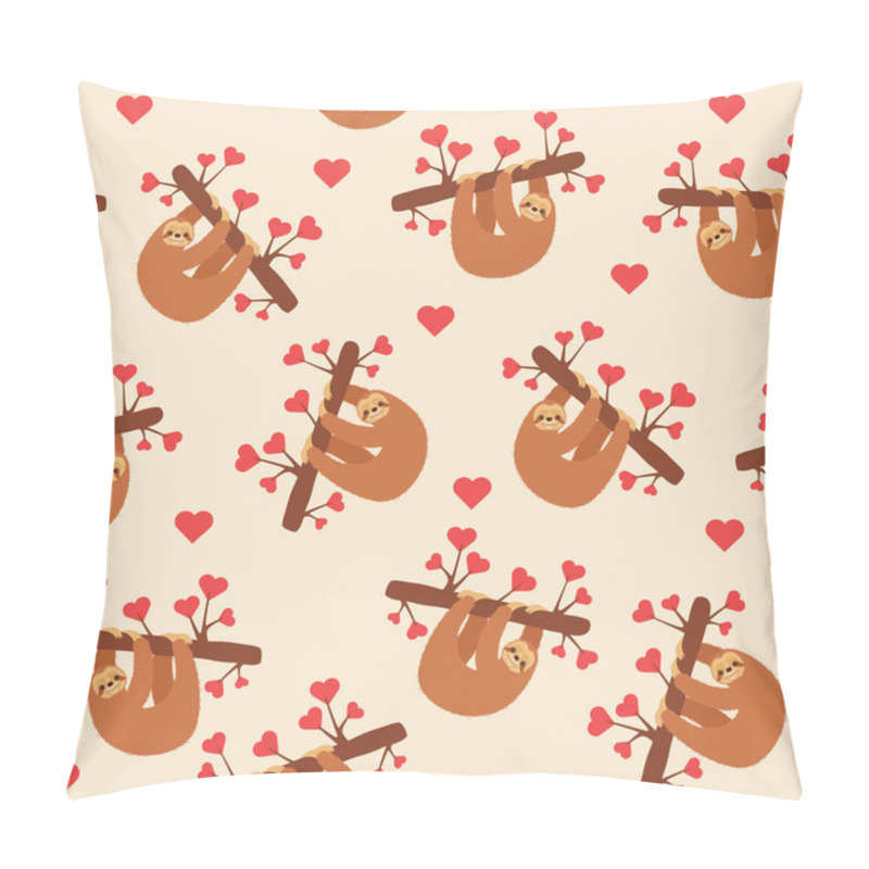 Personality  Happy Sloth In Love. Romantic Valentine's Day Seamless Pattern Pillow Covers